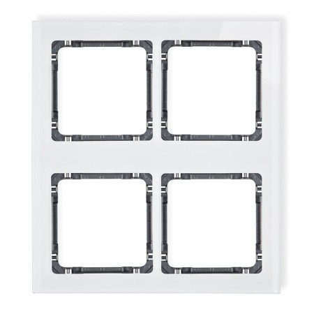 Karlik Deco Biały Ramka Modułowa 4 Krotna (2 Poziom, 2 Pion) - Efekt Szkła (Ramka Biała; Spód Grafitowy) 0-11-Drsm-2X2