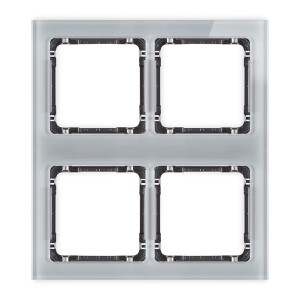 Karlik Deco Szary Ramka Modułowa 4 Krotna (2 Poziom, 2 Pion) - Efekt Szkła (Ramka Szara; Spód Grafitowy) 15-11-Drsm-2X2