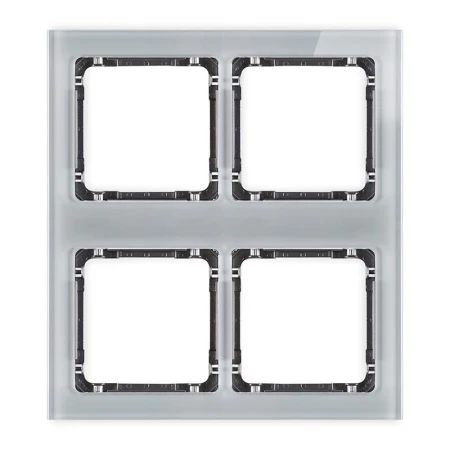 Karlik Deco Szary Ramka Modułowa 4 Krotna (2 Poziom, 2 Pion) - Efekt Szkła (Ramka Szara; Spód Grafitowy) 15-11-Drsm-2X2