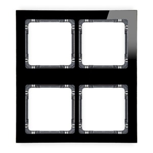 Karlik Deco Czarny Ramka Modułowa 4 Krotna (2 Poziom, 2 Pion) - Efekt Szkła (Ramka Czarna; Spód Grafitowy) 12-11-Drsm-2X2
