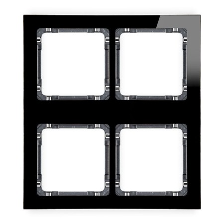 Karlik Deco Czarny Ramka Modułowa 4 Krotna (2 Poziom, 2 Pion) - Efekt Szkła (Ramka Czarna; Spód Grafitowy) 12-11-Drsm-2X2