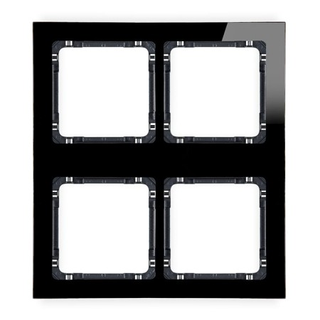 Karlik Deco Czarny Ramka Modułowa 4 Krotna (2 Poziom, 2 Pion) - Efekt Szkła (Ramka Czarna; Spód Czarny) 12-12-Drsm-2X2