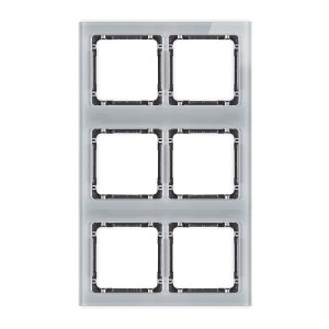 Karlik Deco Szary Ramka Modułowa 6 Krotna (2 Poziom, 3 Pion) - Efekt Szkła (Ramka Szara; Spód Grafitowy) 15-11-Drsm-2X3