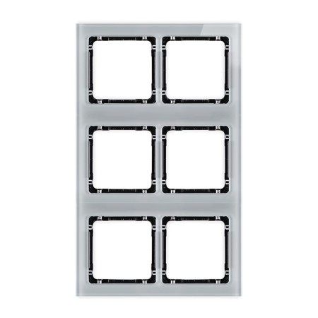 Karlik Deco Szary Ramka Modułowa 6 Krotna (2 Poziom, 3 Pion) - Efekt Szkła (Ramka Szara; Spód Czarny) 15-12-Drsm-2X3