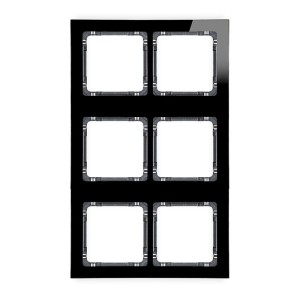 Karlik Deco Czarny Ramka Modułowa 6 Krotna (2 Poziom, 3 Pion) - Efekt Szkła (Ramka Czarna; Spód Grafitowy) 12-11-Drsm-2X3