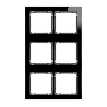 Karlik Deco Czarny Ramka Modułowa 6 Krotna (2 Poziom, 3 Pion) - Efekt Szkła (Ramka Czarna; Spód Grafitowy) 12-11-Drsm-2X3