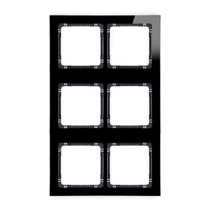 Karlik Deco Czarny Ramka Modułowa 6 Krotna (2 Poziom, 3 Pion) - Efekt Szkła (Ramka Czarna; Spód Czarny) 12-12-Drsm-2X3