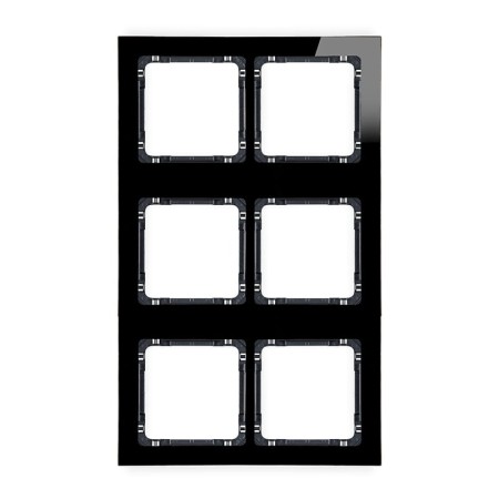 Karlik Deco Czarny Ramka Modułowa 6 Krotna (2 Poziom, 3 Pion) - Efekt Szkła (Ramka Czarna; Spód Czarny) 12-12-Drsm-2X3