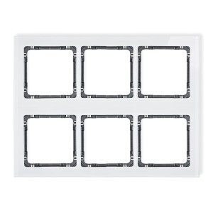 Karlik Deco Biały Ramka Modułowa 6 Krotna (3 Poziom, 2 Pion) - Efekt Szkła (Ramka Biała; Spód Grafitowy) 0-11-Drsm-3X2