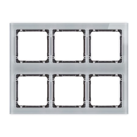 Karlik Deco Szary Ramka Modułowa 6 Krotna (3 Poziom, 2 Pion) - Efekt Szkła (Ramka Szara; Spód Grafitowy) 15-11-Drsm-3X2