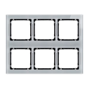 Karlik Deco Szary Ramka Modułowa 6 Krotna (3 Poziom, 2 Pion) - Efekt Szkła (Ramka Szara; Spód Czarny) 15-12-Drsm-3X2