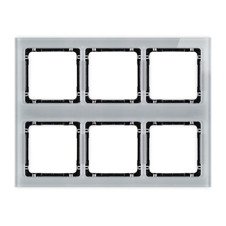 Karlik Deco Szary Ramka Modułowa 6 Krotna (3 Poziom, 2 Pion) - Efekt Szkła (Ramka Szara; Spód Czarny) 15-12-Drsm-3X2
