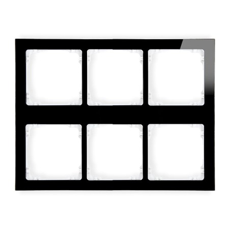 Karlik Deco Czarny Ramka Modułowa 6 Krotna (3 Poziom, 2 Pion) - Efekt Szkła (Ramka Czarna; Spód Biała) 12-0-Drsm-3X2
