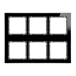 Karlik Deco Czarny Ramka Modułowa 6 Krotna (3 Poziom, 2 Pion) - Efekt Szkła (Ramka Czarna; Spód Grafitowy) 12-11-Drsm-3X2