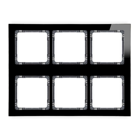 Karlik Deco Czarny Ramka Modułowa 6 Krotna (3 Poziom, 2 Pion) - Efekt Szkła (Ramka Czarna; Spód Grafitowy) 12-11-Drsm-3X2