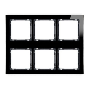 Karlik Deco Czarny Ramka Modułowa 6 Krotna (3 Poziom, 2 Pion) - Efekt Szkła (Ramka Czarna; Spód Czarny) 12-12-Drsm-3X2