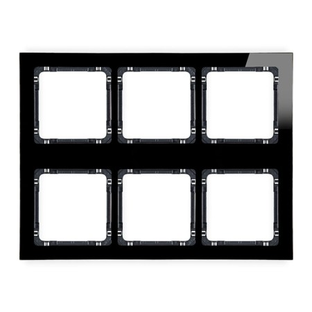 Karlik Deco Czarny Ramka Modułowa 6 Krotna (3 Poziom, 2 Pion) - Efekt Szkła (Ramka Czarna; Spód Czarny) 12-12-Drsm-3X2