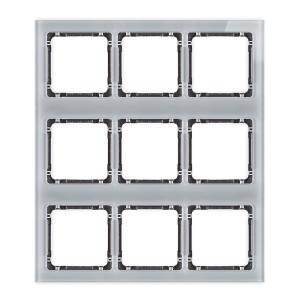 Karlik Deco Szary Ramka Modułowa 9 Krotna (3 Poziom, 3 Pion) - Efekt Szkła (Ramka Szara; Spód Grafitowy) 15-11-Drsm-3X3