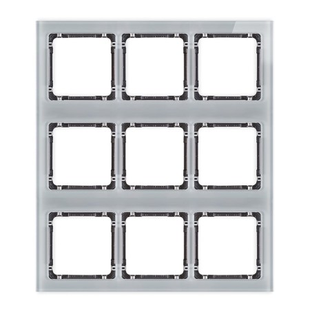 Karlik Deco Szary Ramka Modułowa 9 Krotna (3 Poziom, 3 Pion) - Efekt Szkła (Ramka Szara; Spód Grafitowy) 15-11-Drsm-3X3