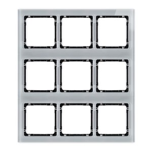Karlik Deco Szary Ramka Modułowa 9 Krotna (3 Poziom, 3 Pion) - Efekt Szkła (Ramka Szara; Spód Czarny) 15-12-Drsm-3X3