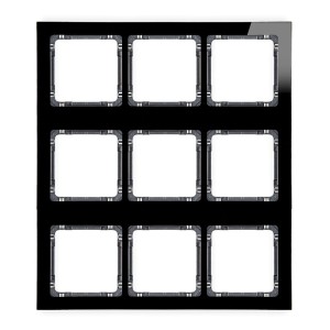Karlik Deco Czarny Ramka Modułowa 9 Krotna (3 Poziom, 3 Pion) - Efekt Szkła (Ramka Czarna; Spód Grafitowy) 12-11-Drsm-3X3