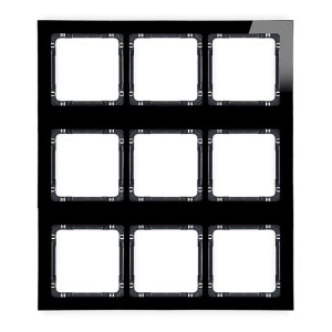 Karlik Deco Czarny Ramka Modułowa 9 Krotna (3 Poziom, 3 Pion) - Efekt Szkła (Ramka Czarna; Spód Czarny) 12-12-Drsm-3X3
