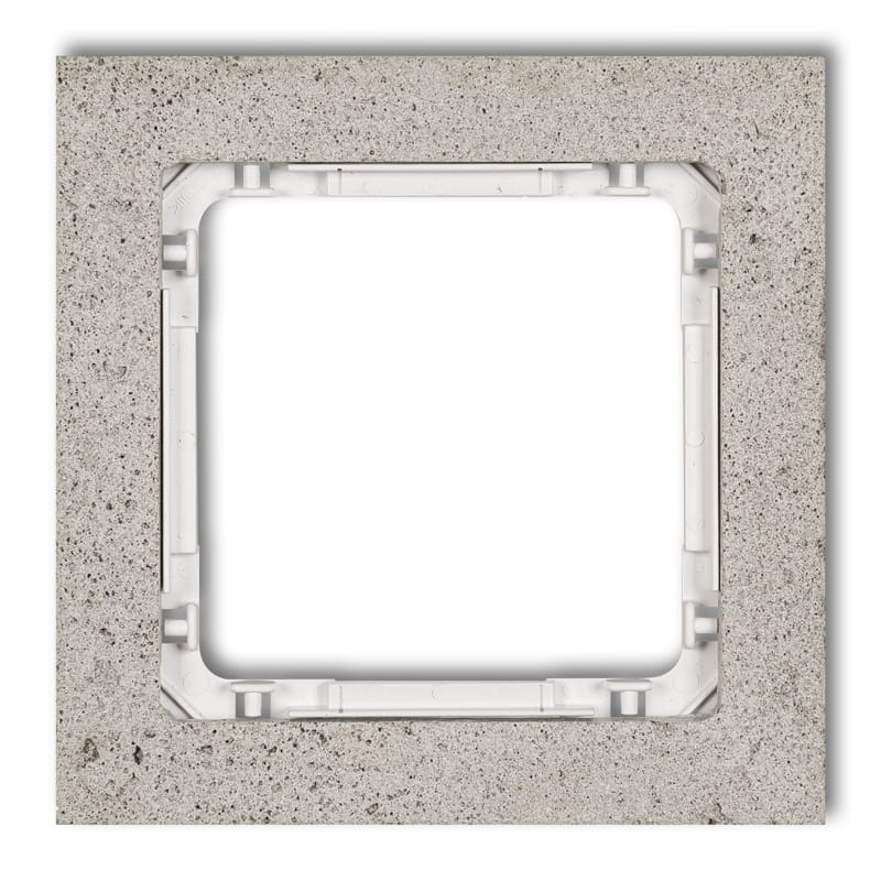 Karlik Deco Jasnoszary Ramka Uniwersalna Pojedyncza - Beton (Ramka: Jasnoszara; Spód: Biały) 27-0-Drb-1