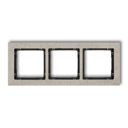 Karlik Deco Jasnoszary Ramka Uniwersalna Potrójna - Beton (Ramka: Jasnoszara; Spód: Czarny) 27-12-Drb-3