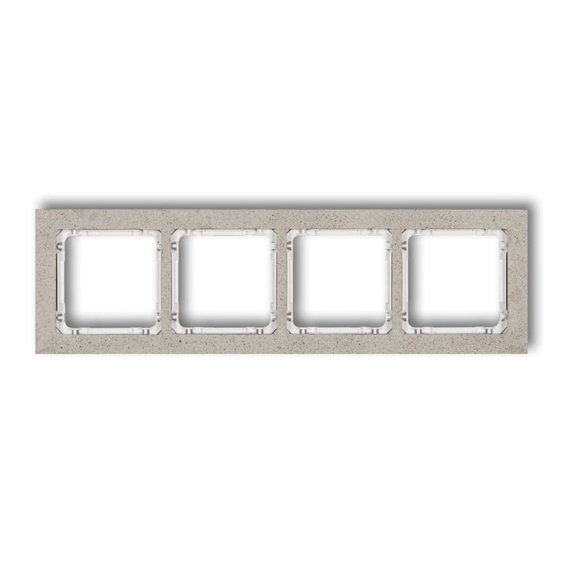 Karlik Deco Jasnoszary Ramka Uniwersalna Poczwórna - Beton (Ramka: Jasnoszara; Spód: Biały) 27-0-Drb-4