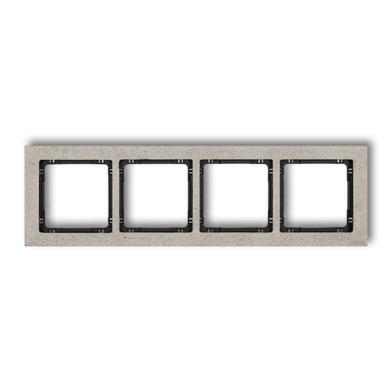 Karlik Deco Jasnoszary Ramka Uniwersalna Poczwórna - Beton (Ramka: Jasnoszara; Spód: Czarny) 27-12-Drb-4
