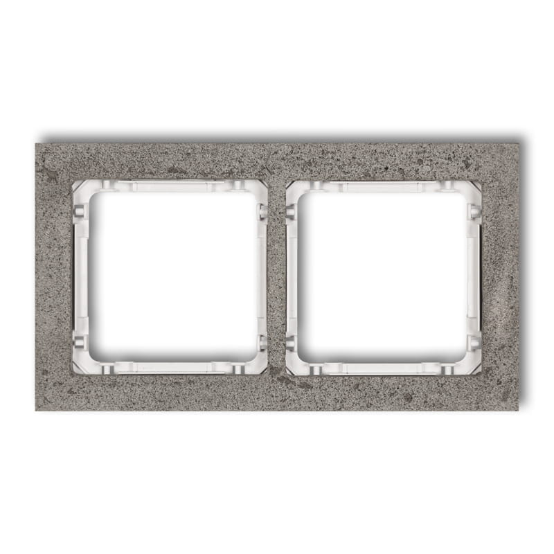 Karlik Deco Ciemnoszary Ramka Uniwersalna Podwójna - Beton (Ramka: Ciemnoszary; Spód: Biały) 28-0-Drb-2