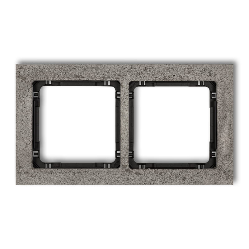 Karlik Deco Ciemnoszary Ramka Uniwersalna Podwójna - Beton (Ramka: Ciemnoszary; Spód: Czarny) 28-12-Drb-2