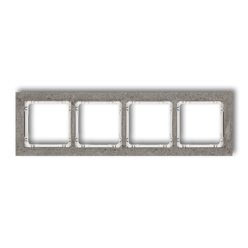 Karlik Deco Ciemnoszary Ramka Uniwersalna Poczwórna - Beton (Ramka: Ciemnoszary; Spód: Biały) 28-0-Drb-4