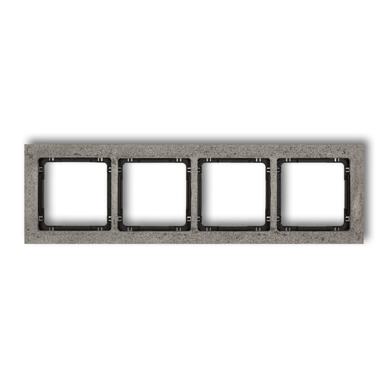 Karlik Deco Ciemnoszary Ramka Uniwersalna Poczwórna - Beton (Ramka: Ciemnoszary; Spód: Czarny) 28-12-Drb-4