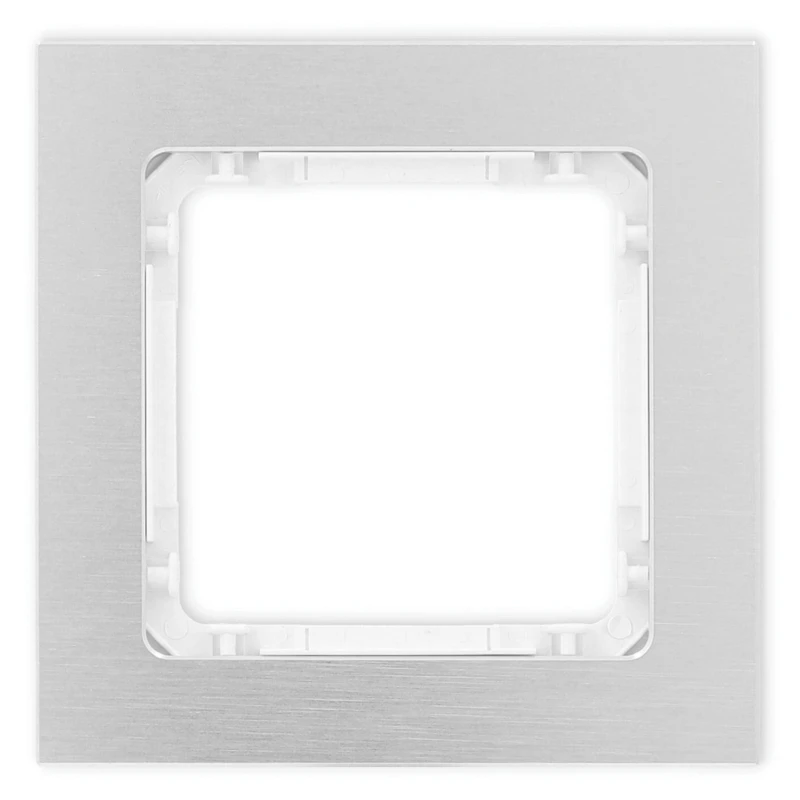 Karlik Deco Srebrny Ramka Uniwersalna Pojedyncza - Aluminium Szczotkowane (Ramka: Srebrna; Spód: Biały) 7-0-Dra-1