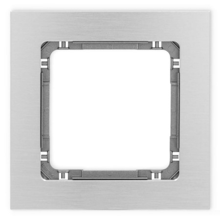 Karlik Deco Srebrny Ramka Uniwersalna Pojedyncza - Aluminium Szczotkowane (Ramka: Srebrna; Spód: Grafitowy) 7-11-Dra-1