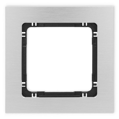 Karlik Deco Srebrny Ramka Uniwersalna Pojedyncza - Aluminium Szczotkowane (Ramka: Srebrna; Spód: Czarny) 7-12-Dra-1