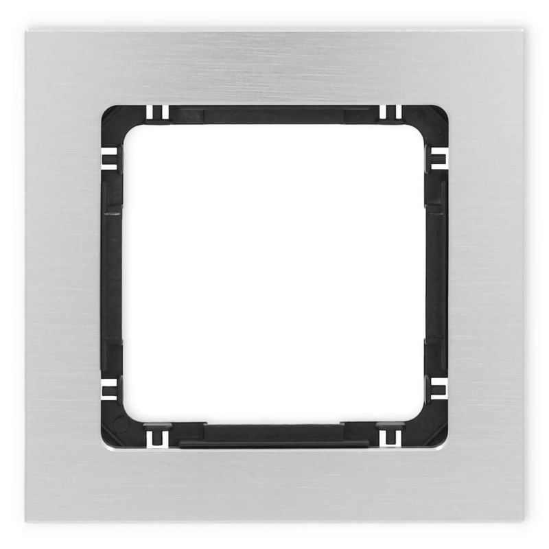 Karlik Deco Srebrny Ramka Uniwersalna Pojedyncza - Aluminium Szczotkowane (Ramka: Srebrna; Spód: Czarny) 7-12-Dra-1
