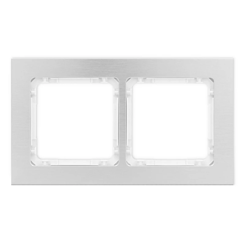 Karlik Deco Srebrny Ramka Uniwersalna Podwójna - Aluminium Szczotkowane (Ramka: Srebrna; Spód: Biały) 7-0-Dra-2