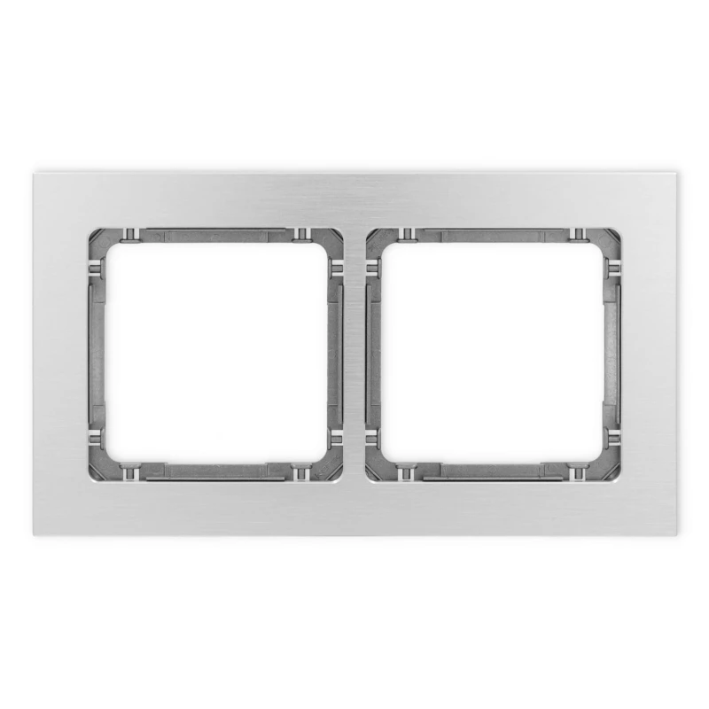Karlik Deco Srebrny Ramka Uniwersalna Podwójna - Aluminium Szczotkowane (Ramka: Srebrna; Spód: Grafitowy) 7-11-Dra-2