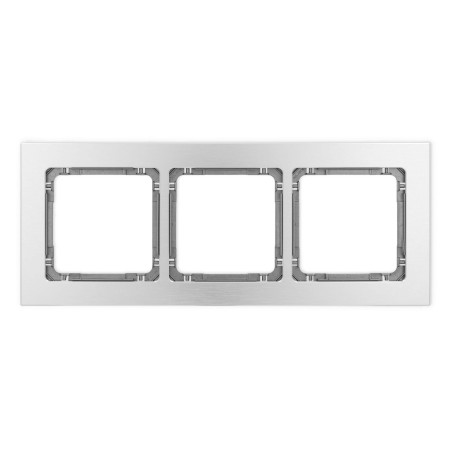 Karlik Deco Srebrny Ramka Uniwersalna Potrójna - Aluminium Szczotkowane (Ramka: Srebrna; Spód: Grafitowy) 7-11-Dra-3