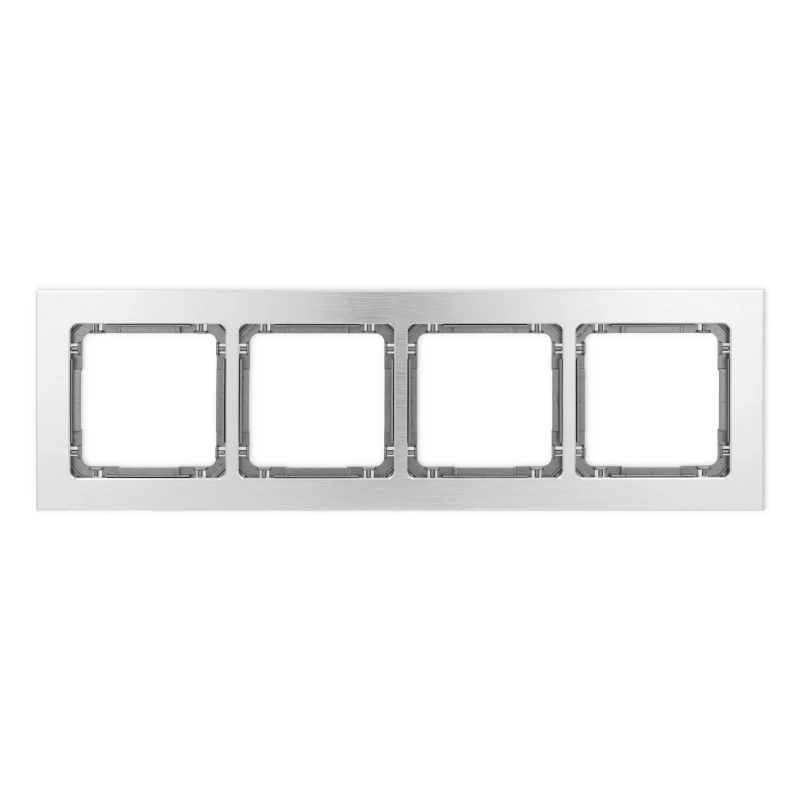 Karlik Deco Srebrny Ramka Uniwersalna Poczwórna - Aluminium Szczotkowane (Ramka: Srebrna; Spód: Grafitowy) 7-11-Dra-4