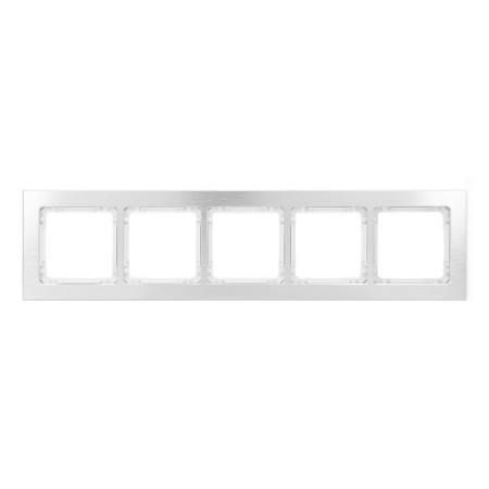 Karlik Deco Srebrny Ramka Uniwersalna Pięciokrotna - Aluminium Szczotkowane (Ramka: Srebrna; Spód: Biały) 7-0-Dra-5