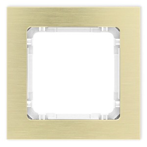 Karlik Deco Mosiężny Ramka Uniwersalna Pojedyncza - Aluminium Szczotkowane (Ramka: Kolor Mosiężny; Spód: Biały) 8-0-Dra-1