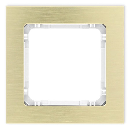 Karlik Deco Mosiężny Ramka Uniwersalna Pojedyncza - Aluminium Szczotkowane (Ramka: Kolor Mosiężny; Spód: Biały) 8-0-Dra-1