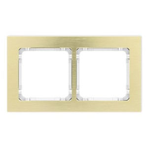 Karlik Deco Mosiężny Ramka Uniwersalna Podwójna - Aluminium Szczotkowane (Ramka: Kolor Mosiężny; Spód: Biały) 8-0-Dra-2