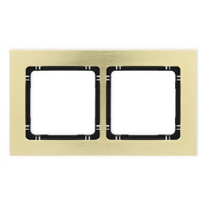 Karlik Deco Mosiężny Ramka Uniwersalna Podwójna - Aluminium Szczotkowane (Ramka: Kolor Mosiężny; Spód: Czarny) 8-12-Dra-2