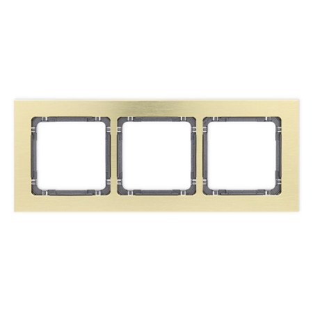 Karlik Deco Mosiężny Ramka Uniwersalna Potrójna - Aluminium Szczotkowane (Ramka: Kolor Mosiężny; Spód: Grafitowy) 8-11-Dra-3