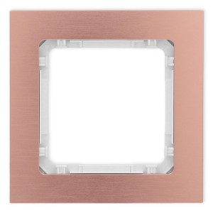 Karlik Deco Miedziany Ramka Uniwersalna Pojedyncza - Aluminium Szczotkowane (Ramka: Kolor Miedziany; Spód: Biały) 9-0-Dra-1