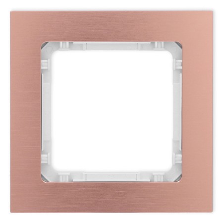 Karlik Deco Miedziany Ramka Uniwersalna Pojedyncza - Aluminium Szczotkowane (Ramka: Kolor Miedziany; Spód: Biały) 9-0-Dra-1